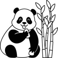 Cute panda coloring pages. Panda animal outline for coloring book. Panda line art vector