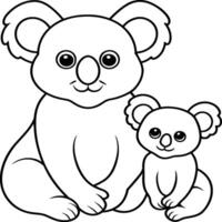 Koala Coloring Page for Kids stock illustration. Animal outline for coloring book vector