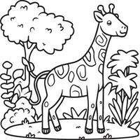 Zoo animals coloring pages. Animal outline for kids coloring book vector