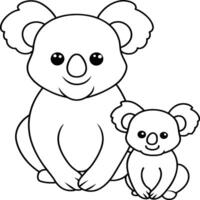 Koala Coloring Page for Kids stock illustration. Animal outline for coloring book vector