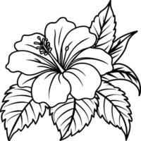 hibisco flor colorante paginas flor línea Arte vector