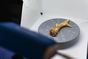 Preparation of a 3d scanner for an object, working the file on a computer then printing it on a 3d printer photo