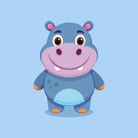 Cute hippo cartoon character illustration vector