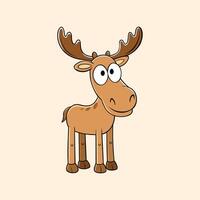 Hand drawn moose cartoon character illustration vector