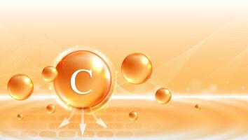 vitamina C. soltar vitamina C y crema colágeno complejo con desde suero naturaleza piel cuidado vitaminas natural piel cuidado cosmético estimular colágeno diseño. vector