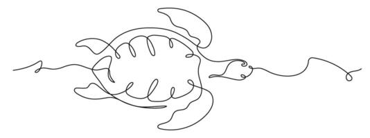mar Tortuga soltero línea Arte dibujo. resumen mínimo mano dibujado contorno ilustración vector