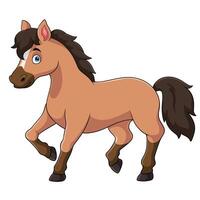 Cartoon brown horse running on white background vector