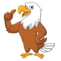 Cartoon funny eagle giving thumb up vector