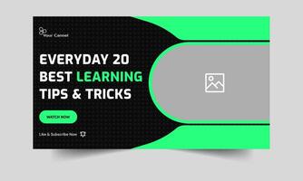 Trendy thumbnail banner for learning tips and tricks, Learning techniques cover banner design, fully customizable eps 10 file format vector