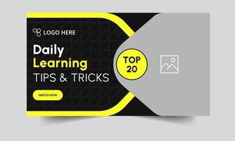Best learning tips and tricks thumbnail banner design, fully editable eps 10 file format vector