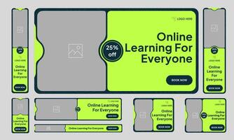 Online learning offer banner design for social media post, Trendy learning web set banner design, fully editable eps 10 file format vector