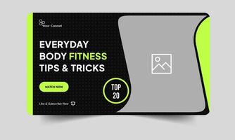 Fully editable thumbnail design, body fitness and yoga training tips and tricks cover banner design, fitness gym class techniques thumbnail design vector