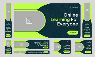 Easily customizable web set banner design for social media post, learning offer banner design, education system management web bundle banner design vector