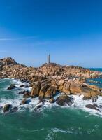 Aerial view of Ke Ga beach at Mui Ne, Phan Thiet, Binh Thuan, Vietnam. Ke Ga Cape or lighthouse is the most favourite destination for visitors. photo