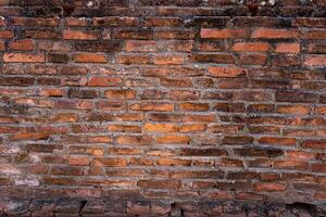 Close up vintage red and brown brick wall background. Grunge background. photo