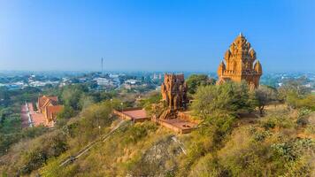 Aerial view of Cham towers, Po Klong Garai, Ninh Thuan province, Vietnam. photo