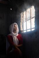 portrait of Cham ethnic girl in Bau Truc pottery village, Phan Rang city, Ninh Thuan province, Vietnam photo