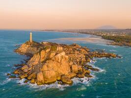 Aerial view of Ke Ga beach at Mui Ne, Phan Thiet, Binh Thuan, Vietnam. Ke Ga Cape or lighthouse is the most favourite destination for visitors. photo