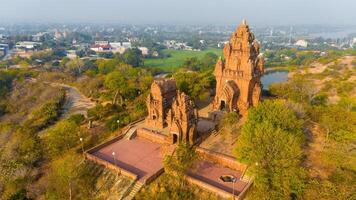 Aerial view of Cham towers, Po Klong Garai, Ninh Thuan province, Vietnam. photo