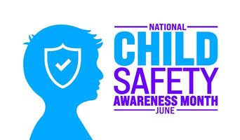 June is National Child Safety Awareness Month background template. Holiday concept. use to background, banner, placard, card, and poster design template with text inscription and standard color vector