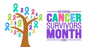 June is Cancer Survivors Month background template. Holiday concept. use to background, banner, placard, card, and poster design template with text inscription and standard color vector
