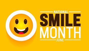 June is National Smile Month background template. Holiday concept. use to background, banner, placard, card, and poster design template with text inscription and standard color. vector