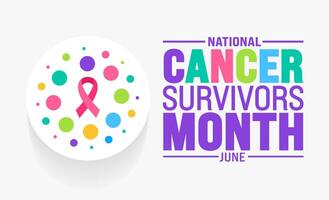 June is Cancer Survivors Month background template. Holiday concept. use to background, banner, placard, card, and poster design template with text inscription and standard color vector