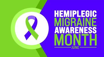 June is Hemiplegic Migraine Awareness Month background template. Holiday concept. use to background, banner, placard, card, and poster design template with text inscription and standard color. vector