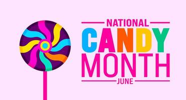 June is National Candy Month background template. Holiday concept. use to background, banner, placard, card, and poster design template with text inscription and standard color. vector