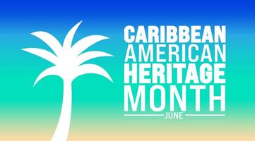 junio es caribe americano patrimonio mes palma árbol antecedentes modelo. fiesta concepto. utilizar a fondo, bandera, cartel, tarjeta, y póster diseño modelo con texto inscripción vector