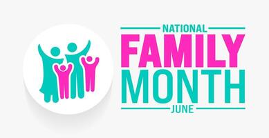 June is Family Month background template. Holiday concept. use to background, banner, placard, card, and poster design template with text inscription and standard color. vector