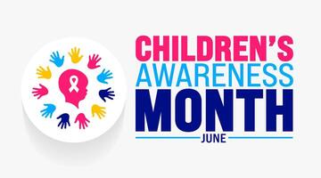 June is Childrens Awareness Month background template. Holiday concept. use to background, banner, placard, card, and poster design template with text inscription vector