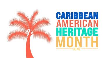 junio es caribe americano patrimonio mes palma árbol antecedentes modelo. fiesta concepto. utilizar a fondo, bandera, cartel, tarjeta, y póster diseño modelo con texto inscripción vector