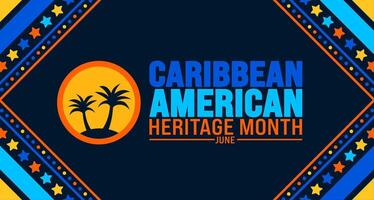 June is Caribbean American Heritage Month palm tree background template. Holiday concept. use to background, banner, placard, card, and poster design template with text inscription vector