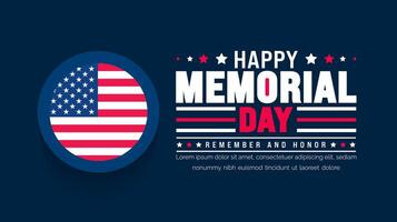Happy Memorial Day Remember and Honor typography background template. American national holiday with USA flag banner design. Memorial Day background with USA flag design. vector
