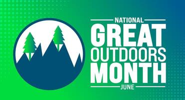 June is Great Outdoors Month background template. Holiday concept. use to background, banner, placard, card, and poster design template with text inscription and standard color. vector