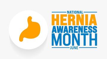 June is Hernia Awareness Month background template. Holiday concept. use to background, banner, placard, card, and poster design template with text inscription and standard color vector