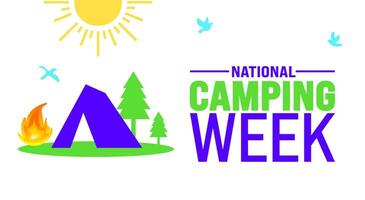 June is National Camping Week background template. Holiday concept. use to background, banner, placard, card, and poster design template with text inscription and standard color. vector