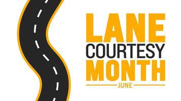 June is Lane Courtesy Month background template. Holiday concept. use to background, banner, placard, card, and poster design template with text inscription and standard color. vector
