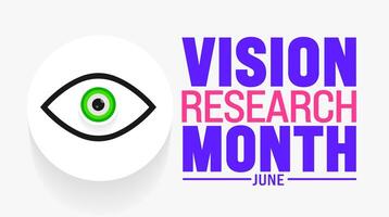 June is Vision Research Month background template. Holiday concept. use to background, banner, placard, card, and poster design template with text inscription and standard color. vector