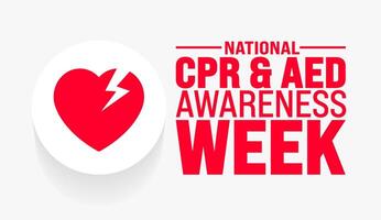 June is National CPR and AED Awareness Week background template. Holiday concept. use to background, banner, placard, card, and poster design template with text inscription and standard color. vector