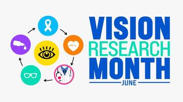 June is Vision Research Month background template. Holiday concept. use to background, banner, placard, card, and poster design template with text inscription and standard color. vector