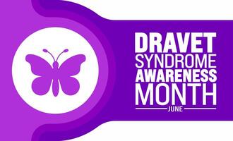 June is Dravet Syndrome Awareness Month background template. Holiday concept. use to background, banner, placard, card, and poster design template with text inscription and standard color. vector