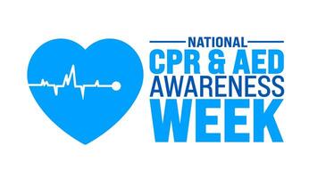 June is National CPR and AED Awareness Week background template. Holiday concept. use to background, banner, placard, card, and poster design template with text inscription and standard color. vector