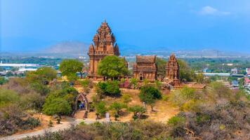 Aerial view of Cham towers, Po Klong Garai, Ninh Thuan province, Vietnam. photo