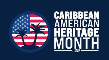 junio es caribe americano patrimonio mes palma árbol antecedentes modelo. fiesta concepto. utilizar a fondo, bandera, cartel, tarjeta, y póster diseño modelo con texto inscripción vector