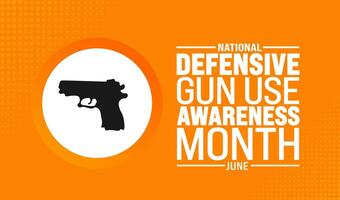 June is National Defensive Gun Use Awareness Month background template. Holiday concept. use to background, banner, placard, card, and poster design template with text inscription and standard color. vector