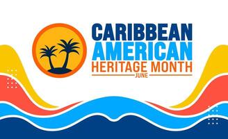 junio es caribe americano patrimonio mes palma árbol antecedentes modelo. fiesta concepto. utilizar a fondo, bandera, cartel, tarjeta, y póster diseño modelo con texto inscripción vector