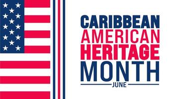 junio es caribe americano patrimonio mes palma árbol antecedentes modelo. fiesta concepto. utilizar a fondo, bandera, cartel, tarjeta, y póster diseño modelo con texto inscripción vector