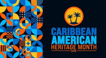 junio es caribe americano patrimonio mes palma árbol antecedentes modelo. fiesta concepto. utilizar a fondo, bandera, cartel, tarjeta, y póster diseño modelo con texto inscripción vector